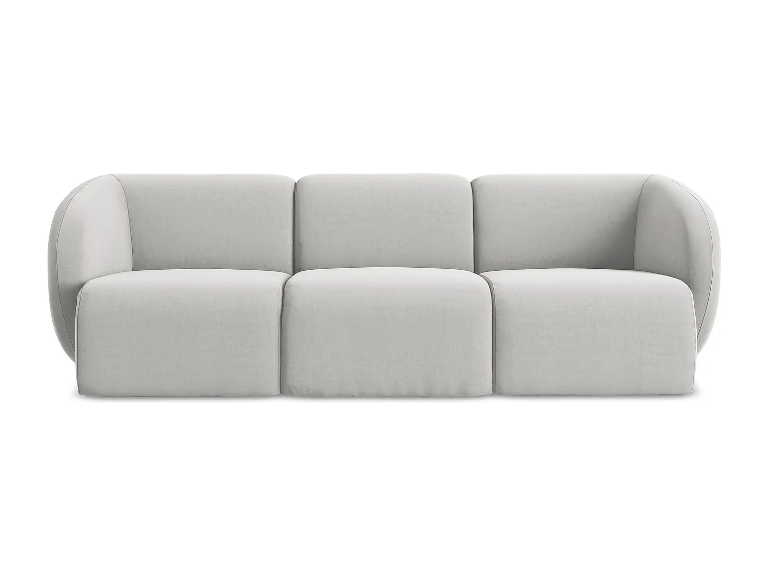 Driezits modulaire bank van zilver velours - LANI