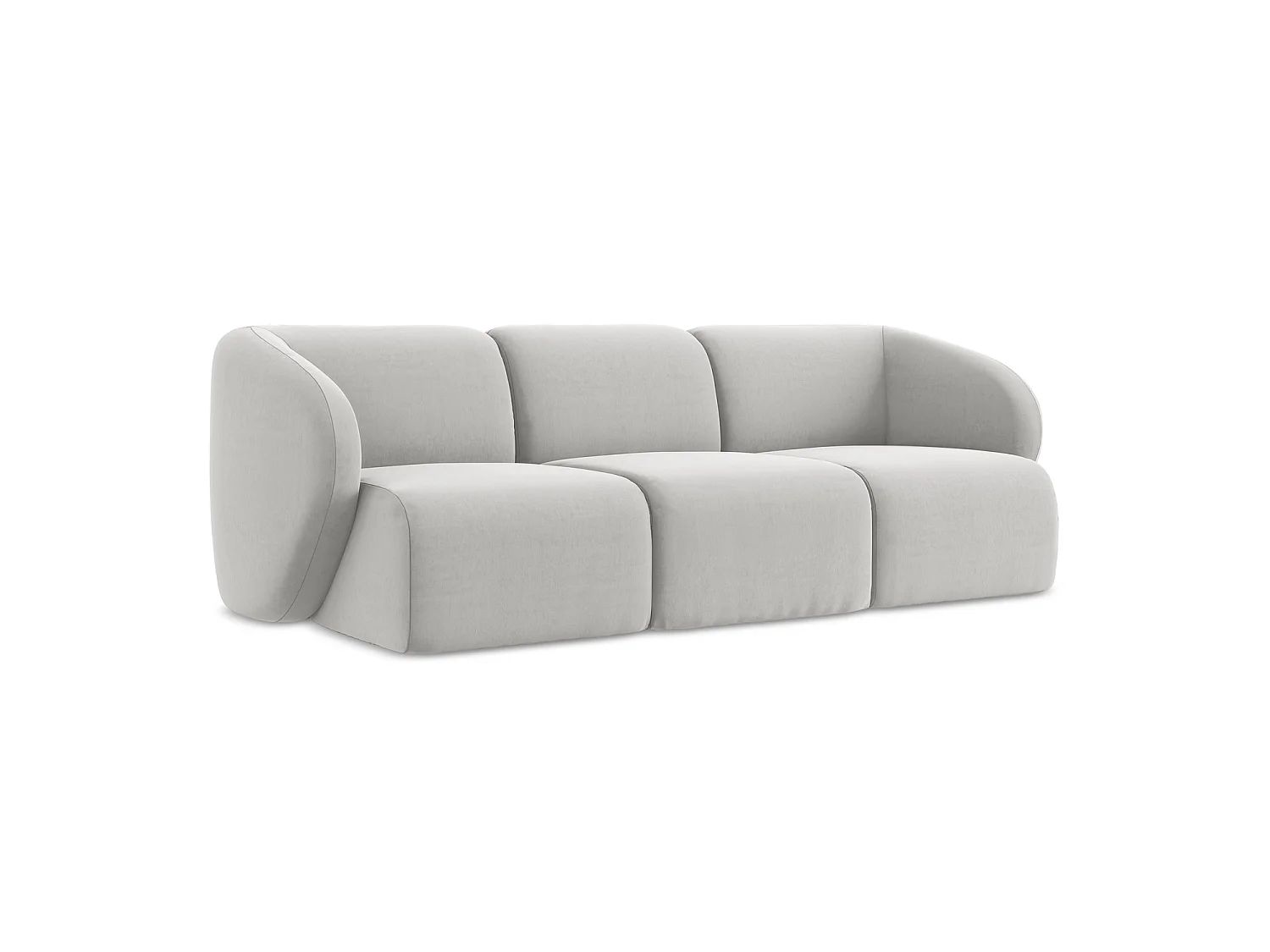 Modulares 3-Sitzer Sofa - - Samt - Silber - CERVO
