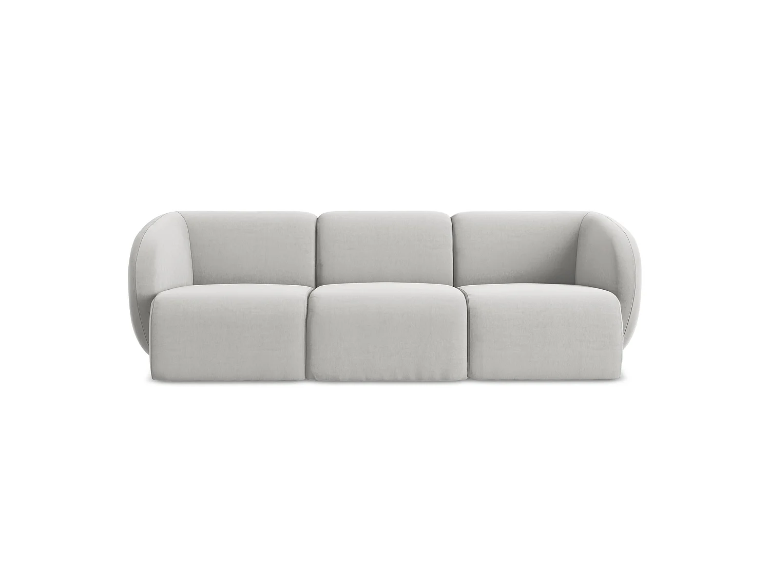 Modulares 3-Sitzer Sofa - - Samt - Silber - CERVO