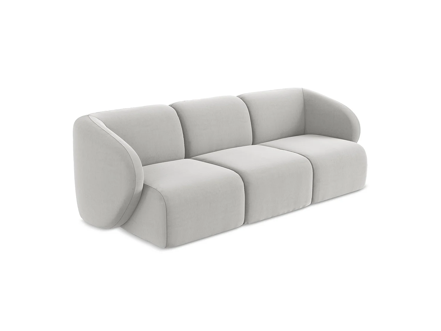 Modulares 3-Sitzer Sofa - - Samt - Silber - CERVO