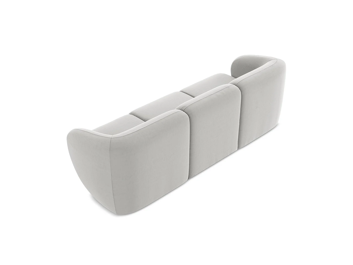Modulares 3-Sitzer Sofa - - Samt - Silber - CERVO