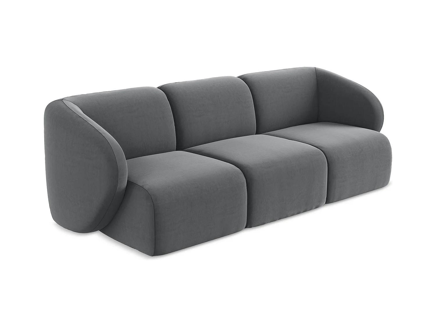 Modulares 3-Sitzer Sofa - - Samt - Stahl - LANI