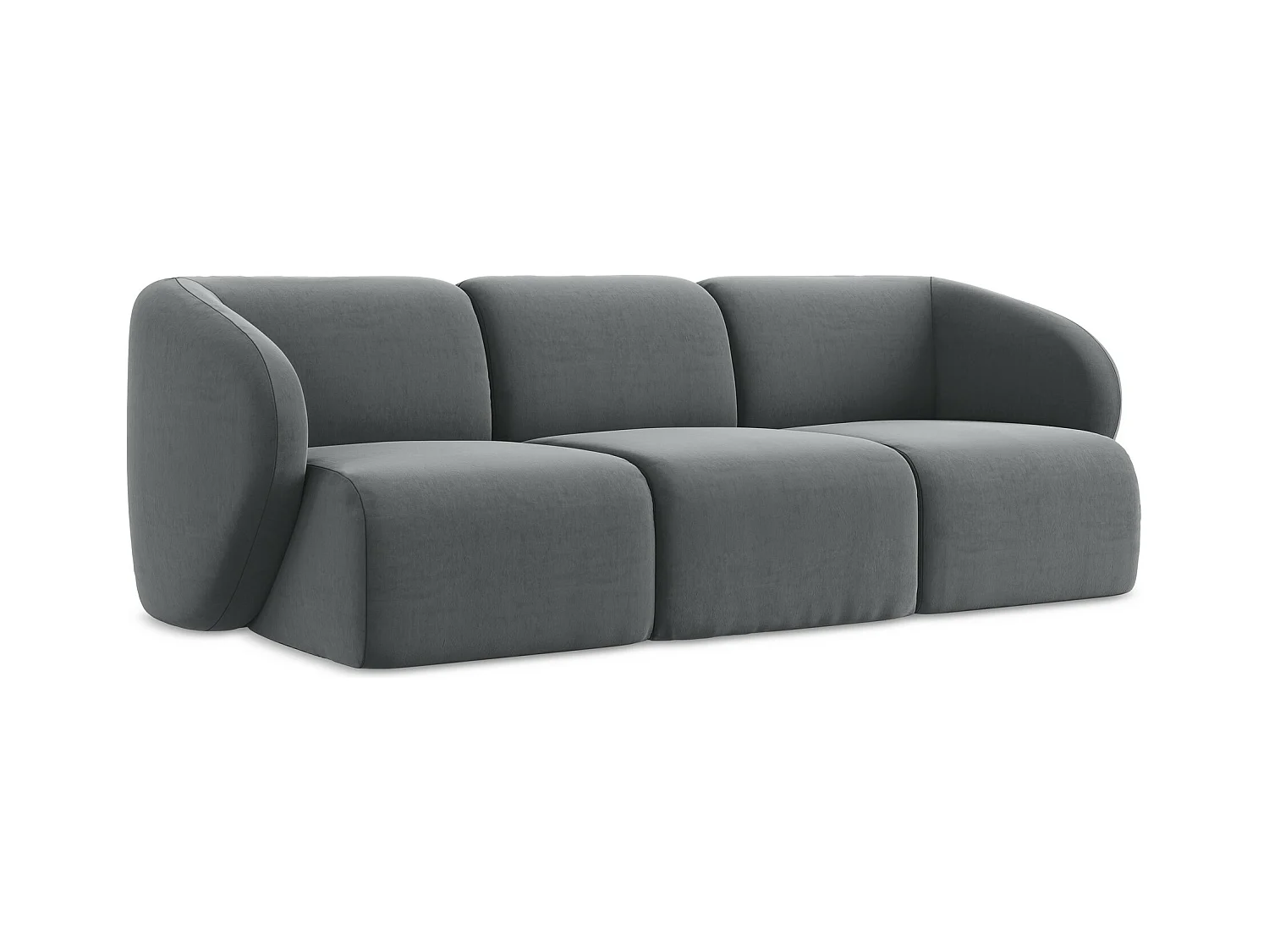 Modulares 3-Sitzer Sofa - - Samt - Stahl - LANI