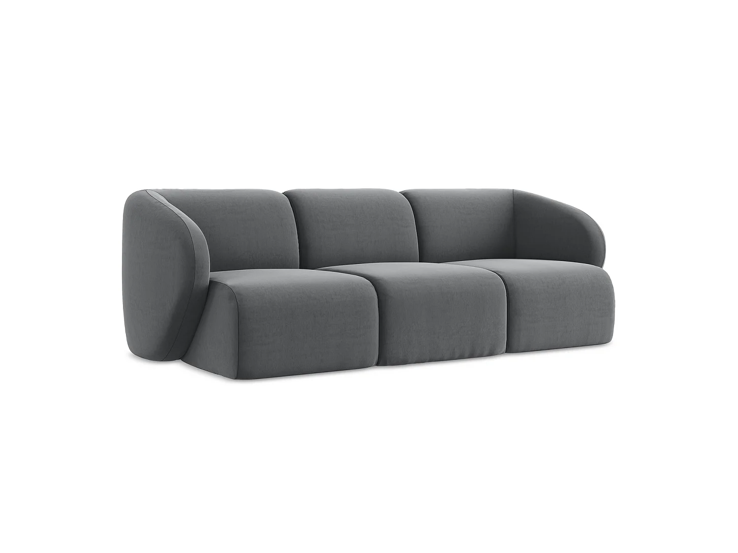 Modulares 3-Sitzer Sofa - - Samt - Stahl - CERVO