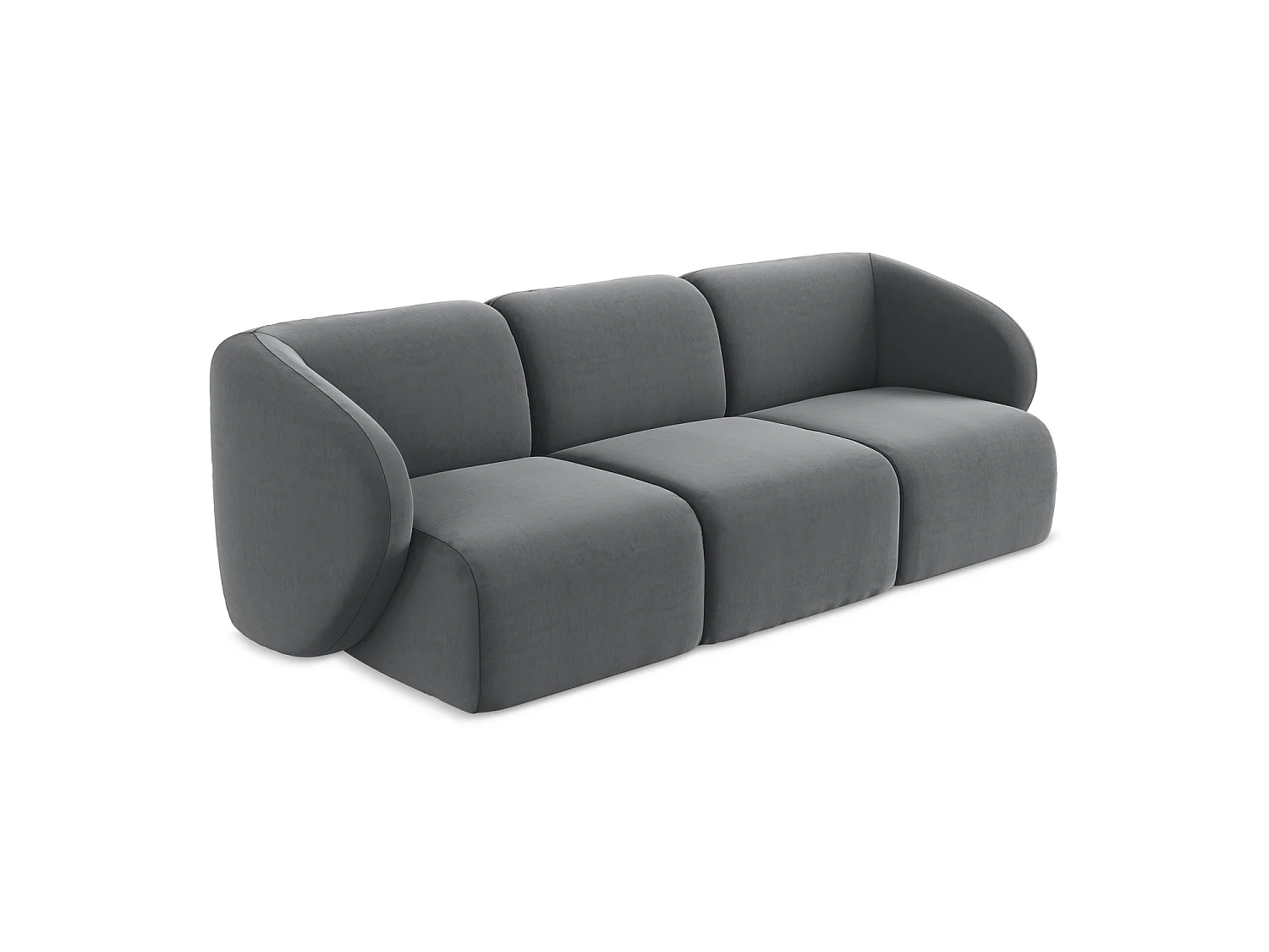 Modulares 3-Sitzer Sofa - - Samt - Stahl - CERVO