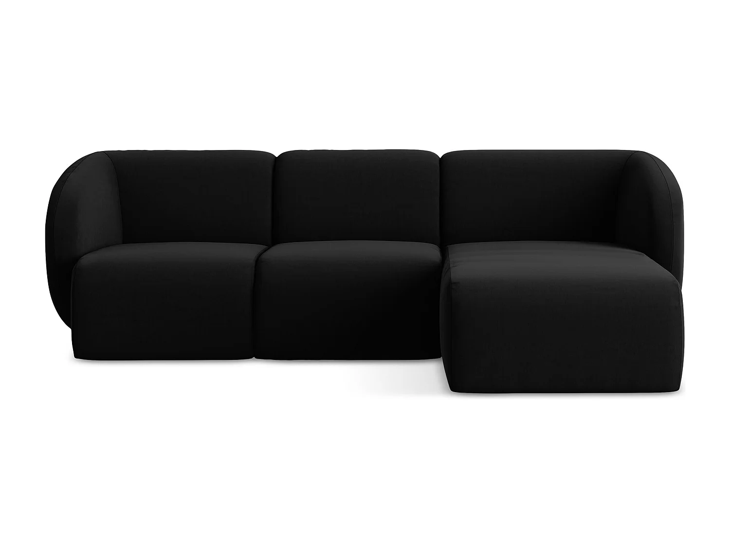 3-Sitzer Modulares Ecksofa - Ecke Rechts - Samt - Schwarz - LANI