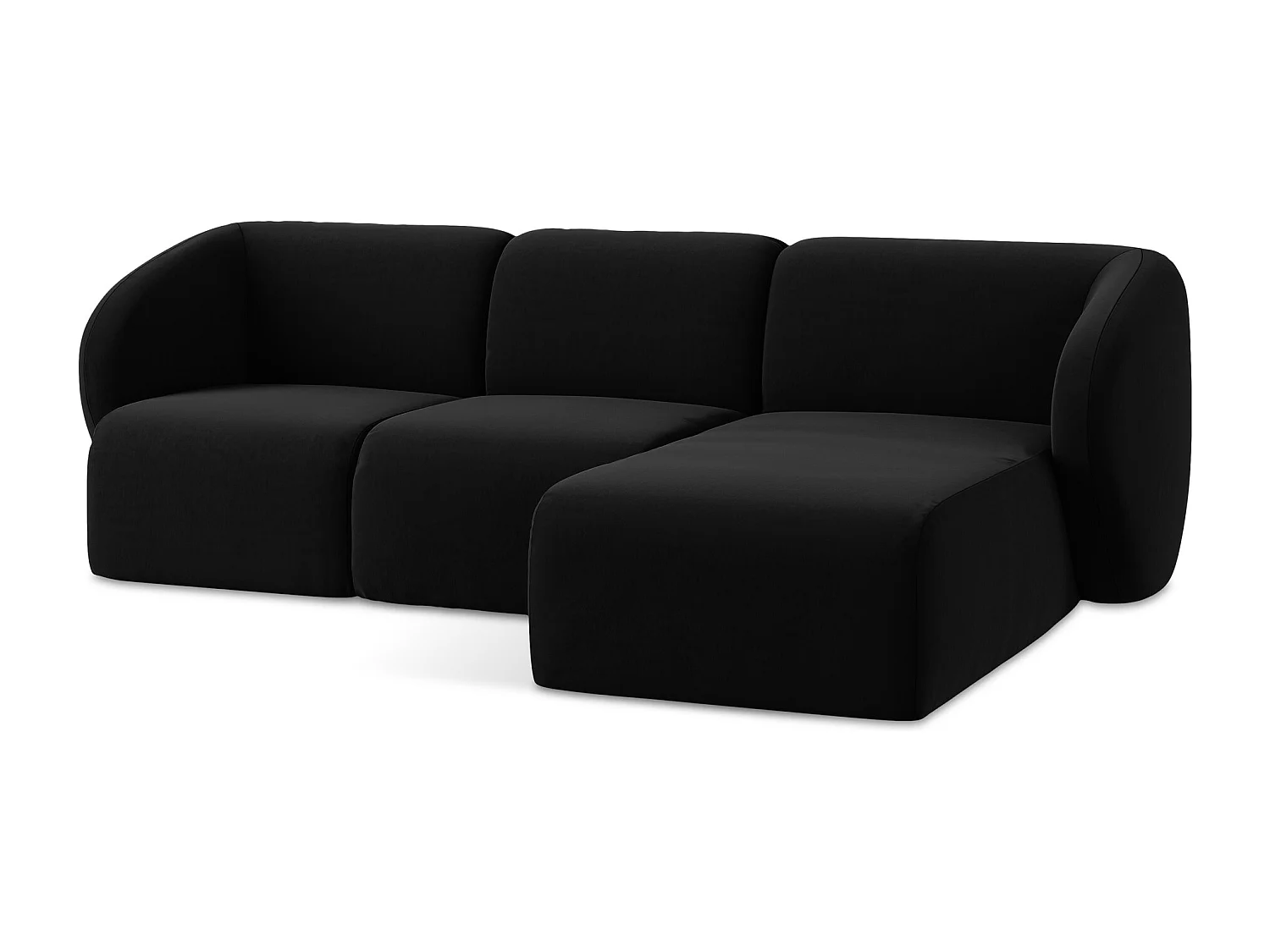 3-Sitzer Modulares Ecksofa - Ecke Rechts - Samt - Schwarz - LANI