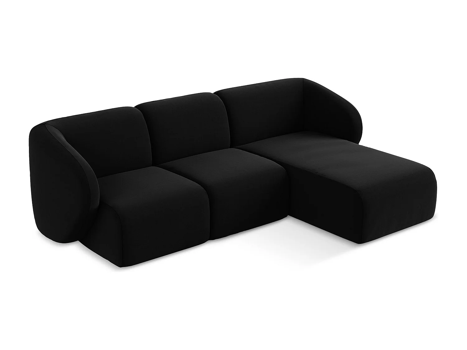 3-Sitzer Modulares Ecksofa - Ecke Rechts - Samt - Schwarz - LANI