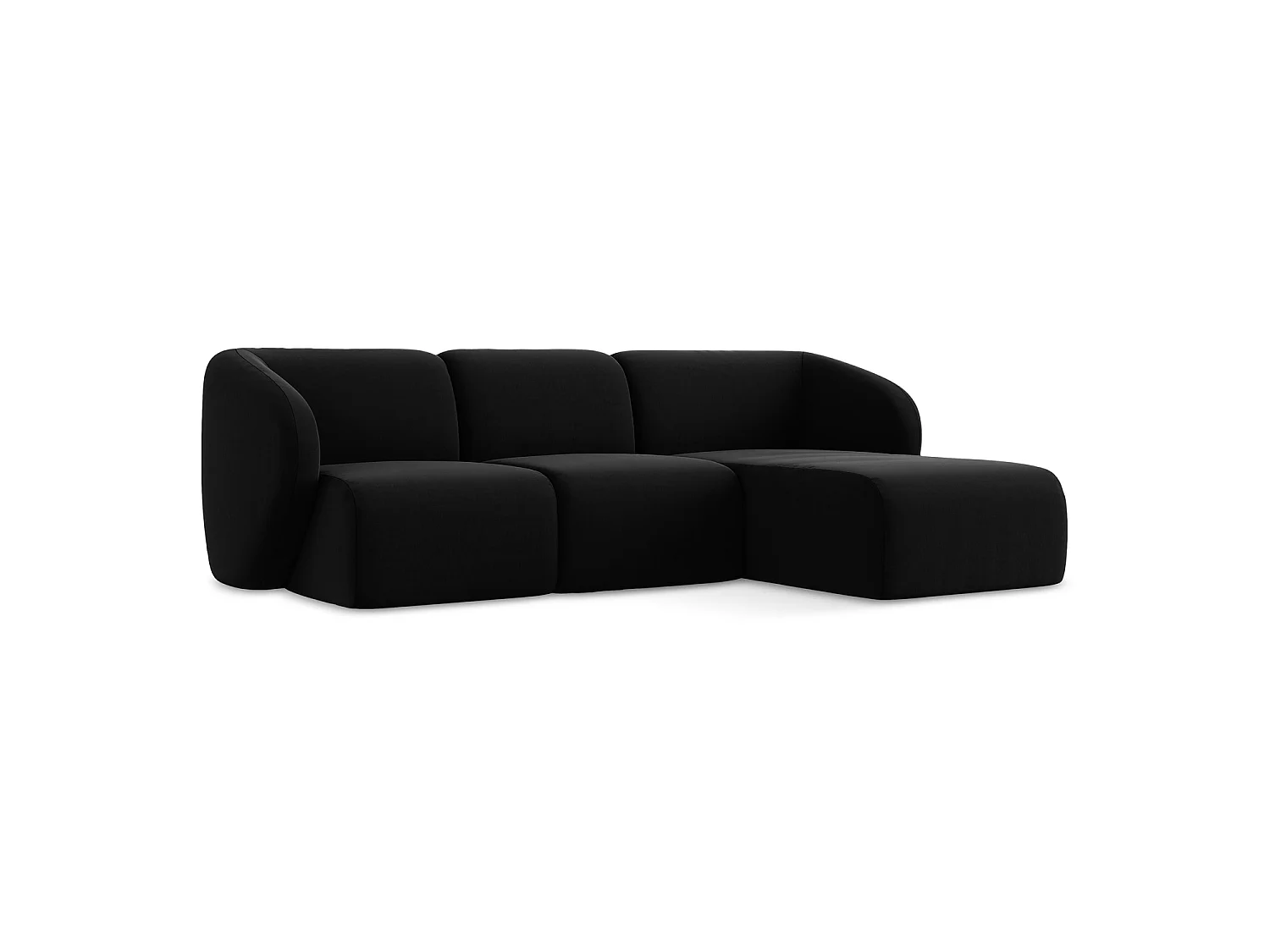 3-Sitzer Modulares Ecksofa - Ecke Rechts - Samt - Schwarz - CERVO