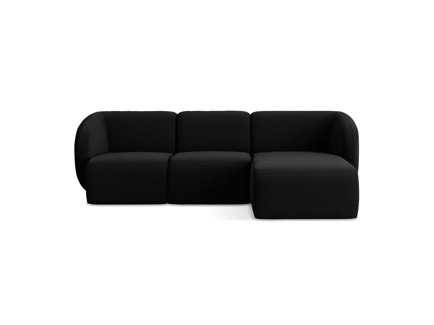 3-Sitzer Modulares Ecksofa - Ecke Rechts - Samt - Schwarz - CERVO