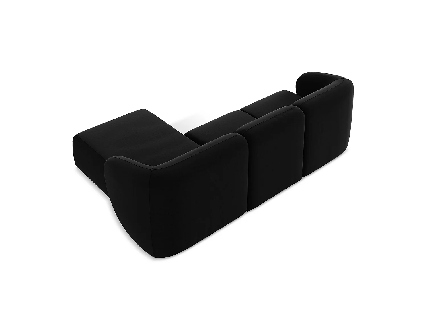 3-Sitzer Modulares Ecksofa - Ecke Rechts - Samt - Schwarz - CERVO