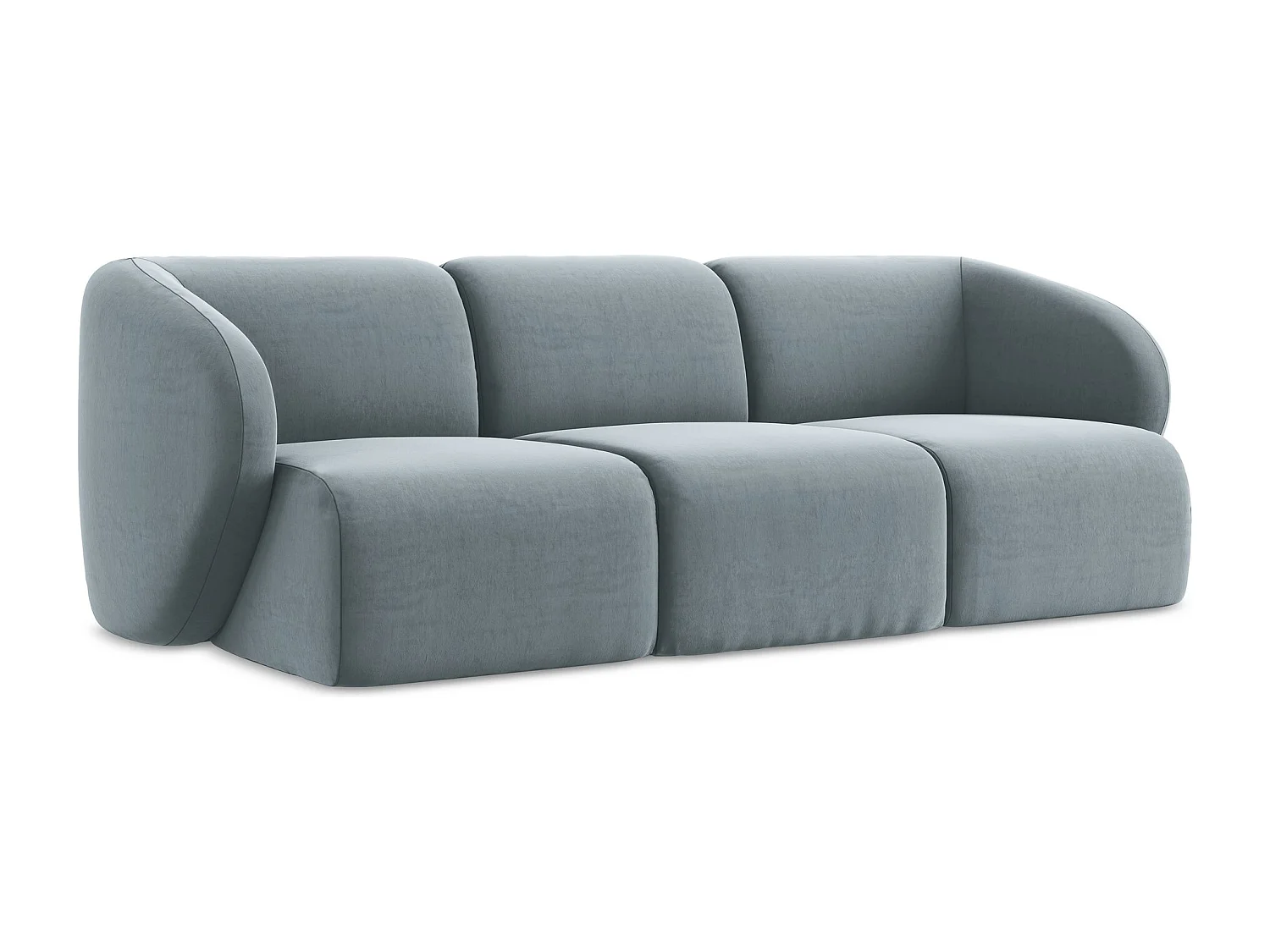 Modulares 3-Sitzer Sofa - - Samt - Hellblau - LANI