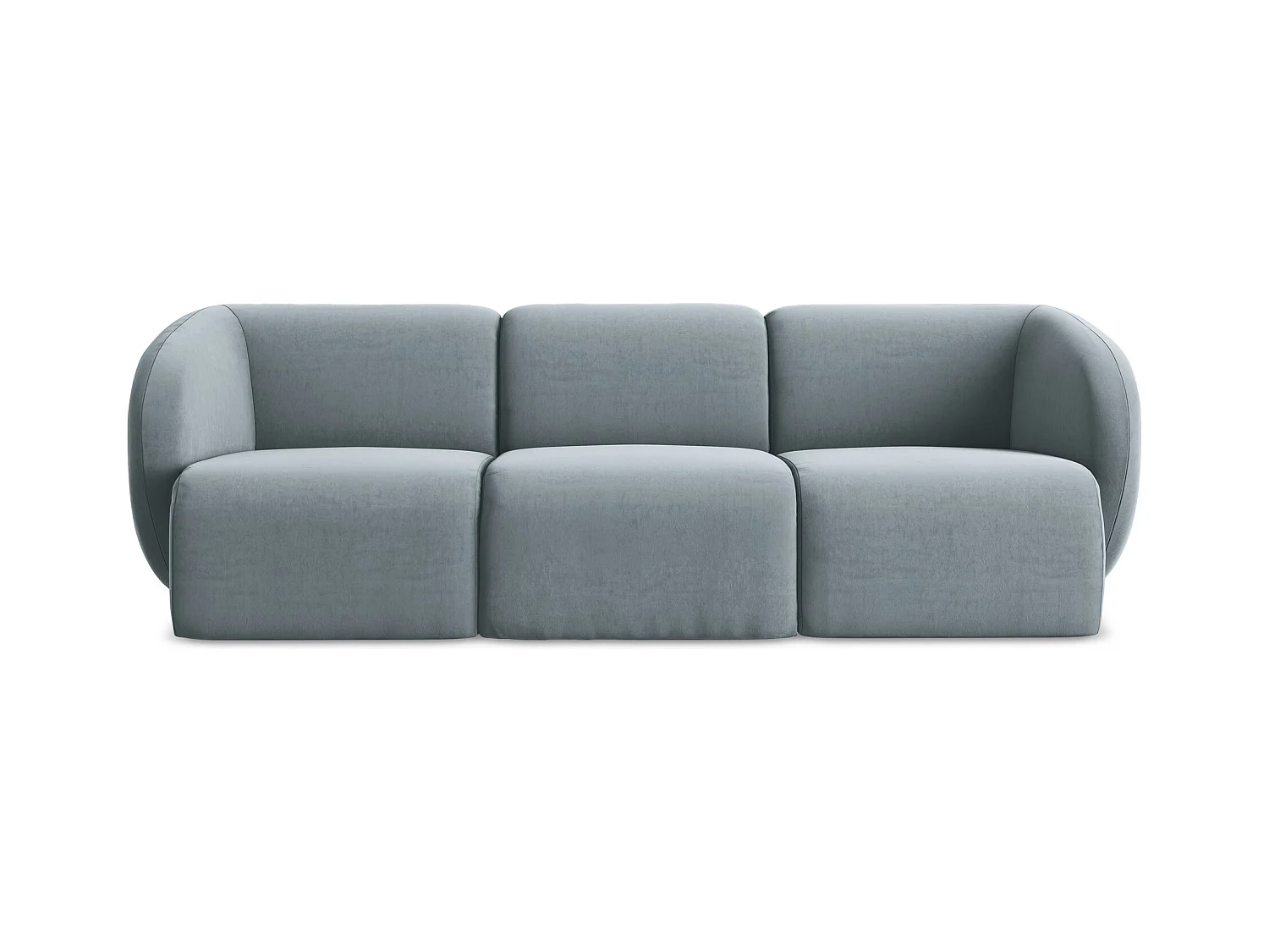 Modulares 3-Sitzer Sofa - - Samt - Hellblau - LANI