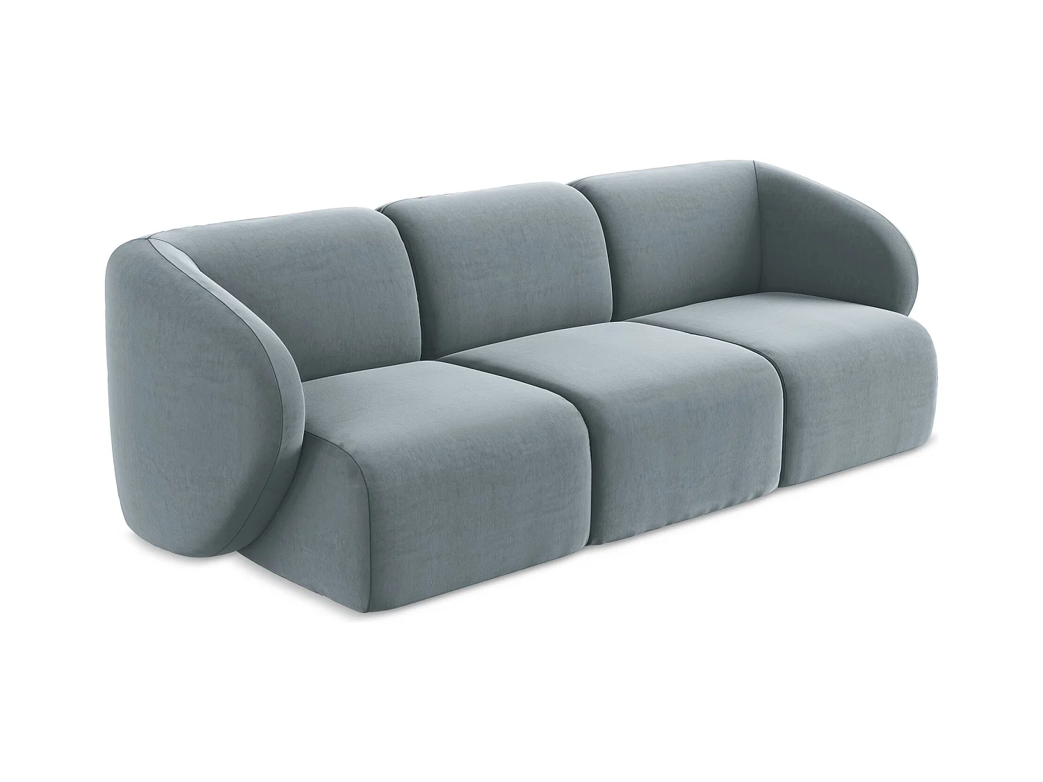Modulares 3-Sitzer Sofa - - Samt - Hellblau - LANI