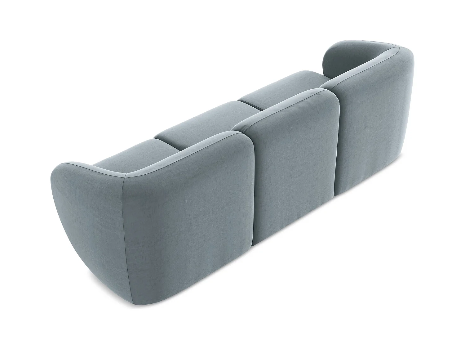 Modulares 3-Sitzer Sofa - - Samt - Hellblau - LANI
