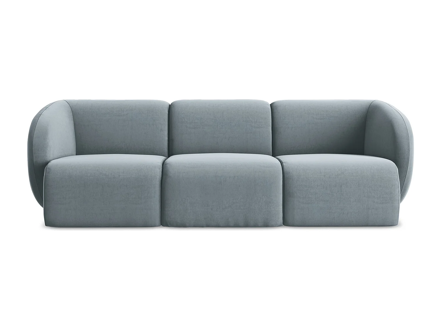 Modulares 3-Sitzer Sofa - - Samt - Hellblau - LANI