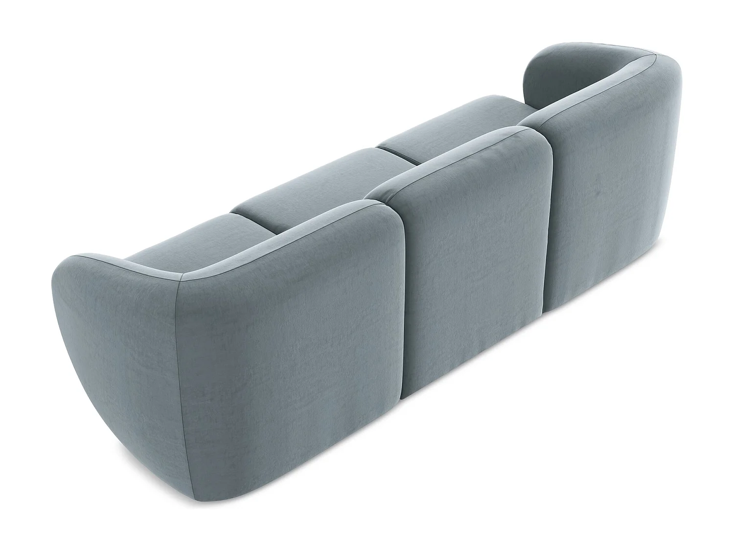 Modulares 3-Sitzer Sofa - - Samt - Hellblau - LANI