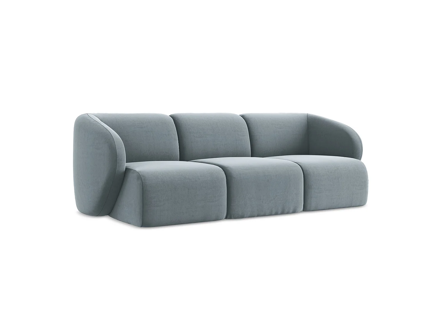 Modulares 3-Sitzer Sofa - - Samt - Hellblau - CERVO