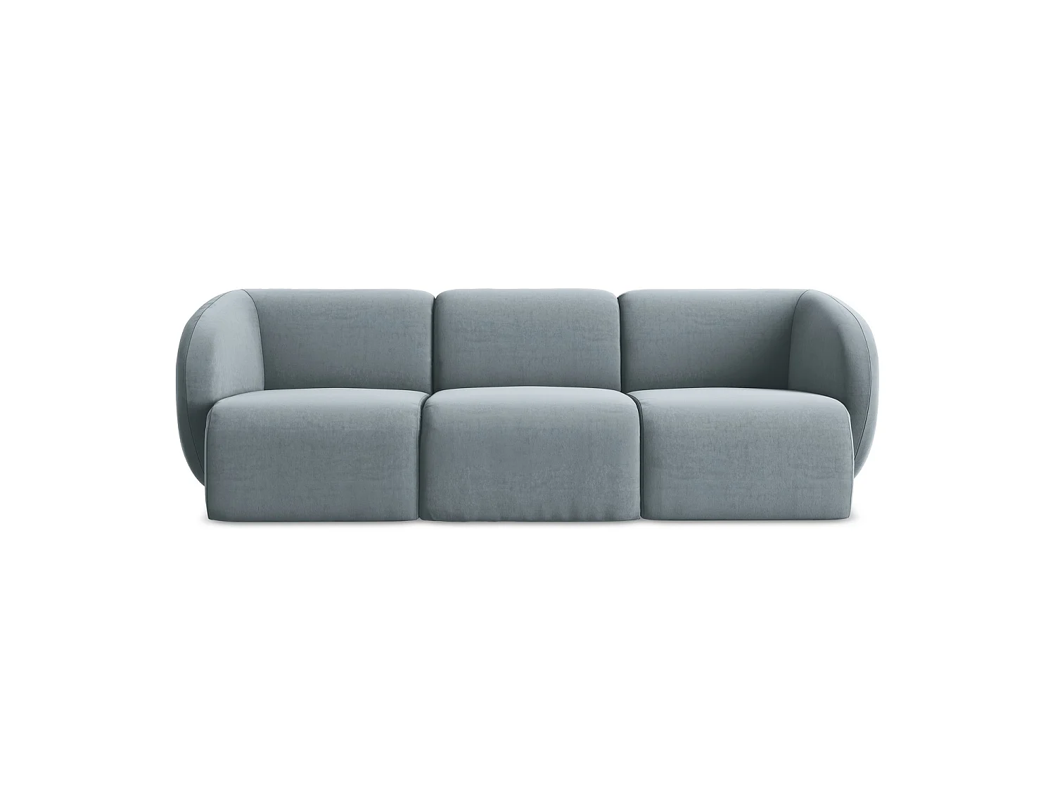 Modulares 3-Sitzer Sofa - - Samt - Hellblau - CERVO