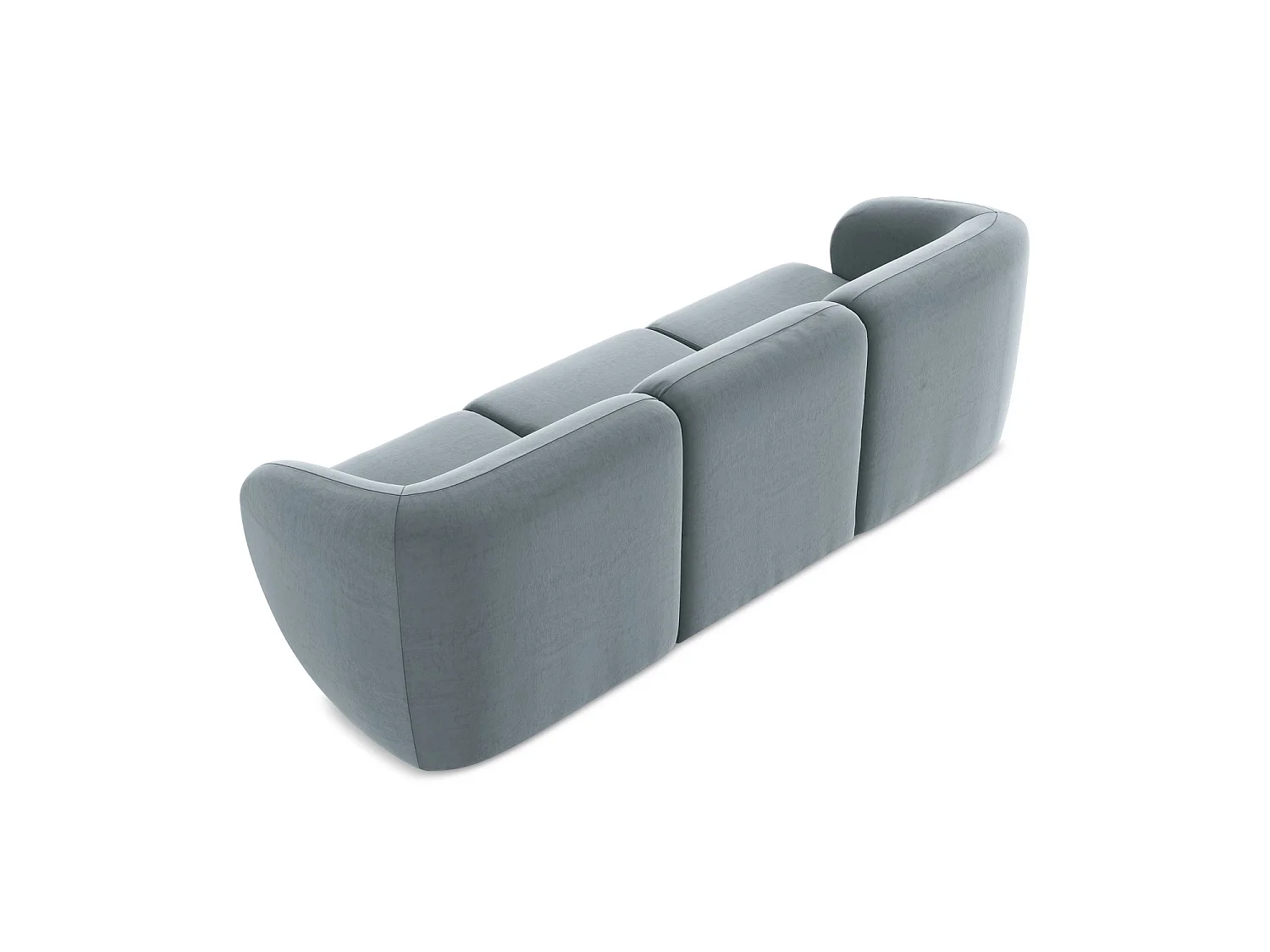 Modulares 3-Sitzer Sofa - - Samt - Hellblau - CERVO