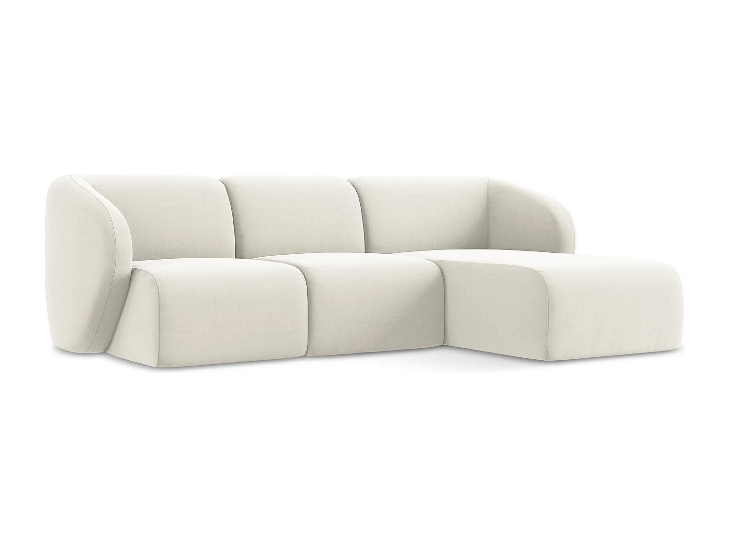 3-Sitzer Modulares Ecksofa - Ecke Rechts - Samt - Hell beige - LANI