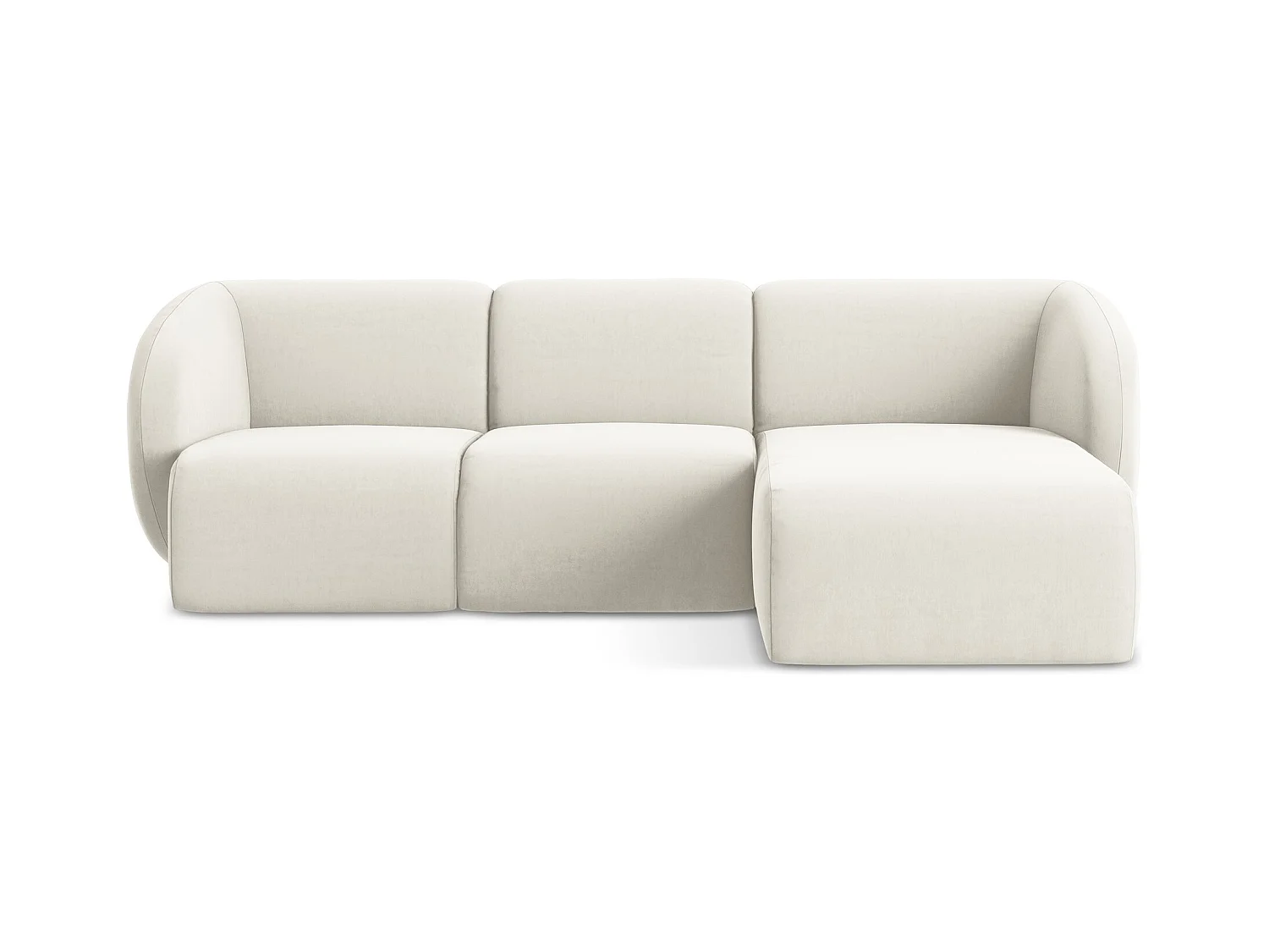 3-Sitzer Modulares Ecksofa - Ecke Rechts - Samt - Hell beige - LANI