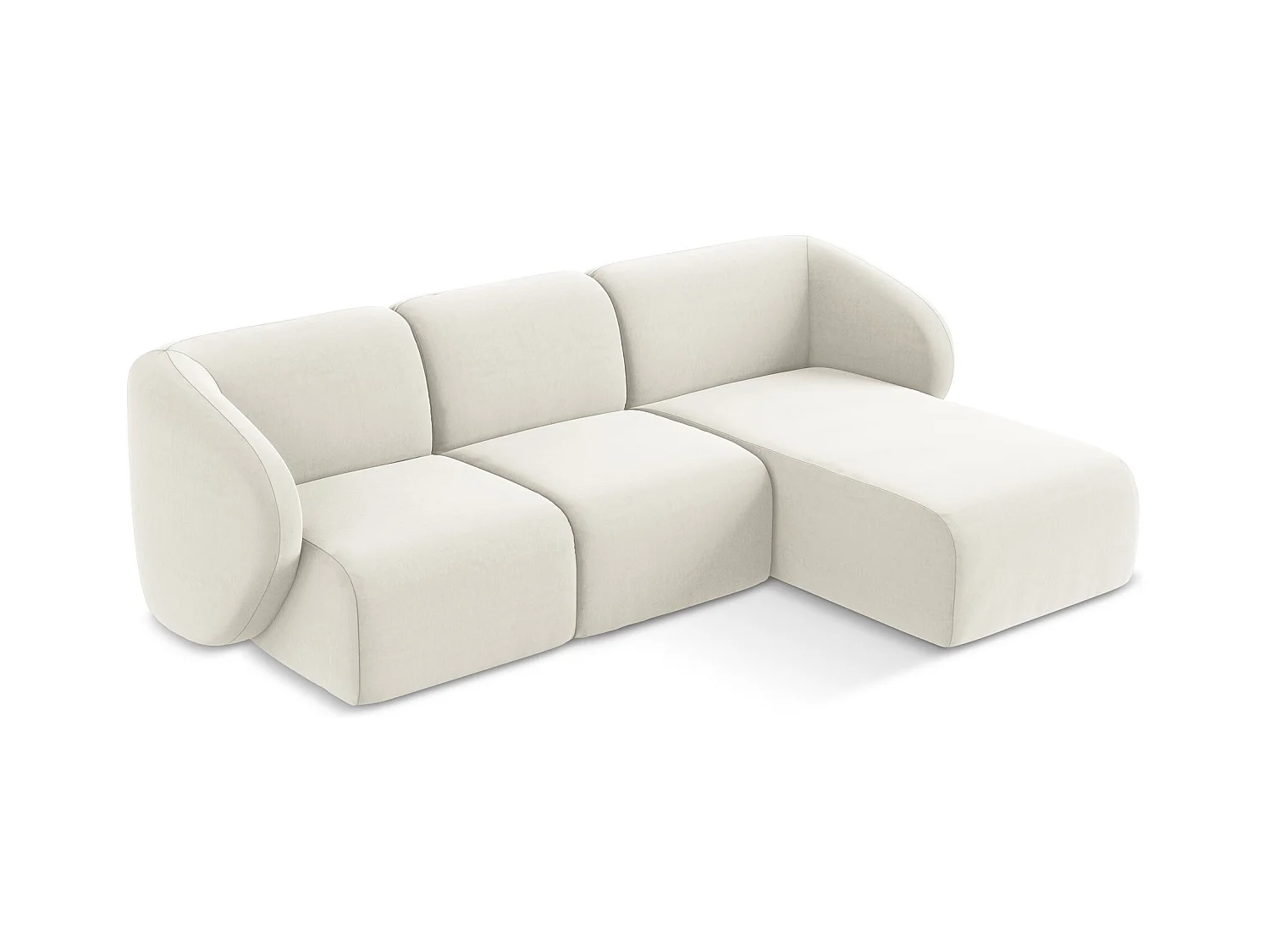 3-Sitzer Modulares Ecksofa - Ecke Rechts - Samt - Hell beige - LANI