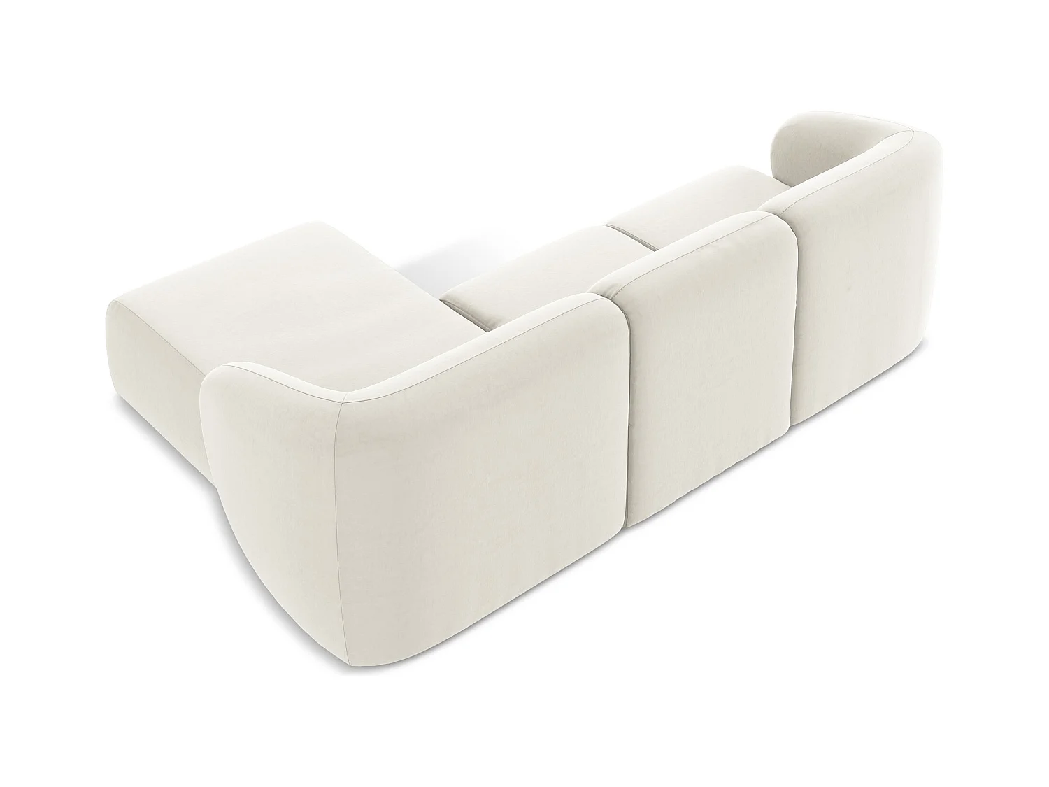 3-Sitzer Modulares Ecksofa - Ecke Rechts - Samt - Hell beige - LANI