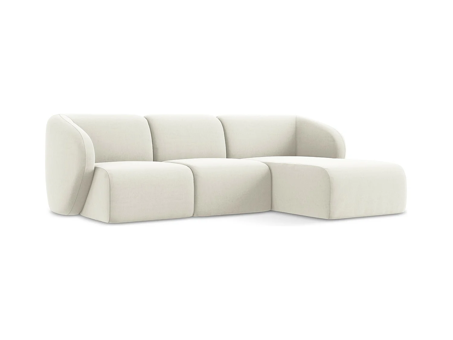 3-Sitzer Modulares Ecksofa - Ecke Rechts - Samt - Hell beige - LANI