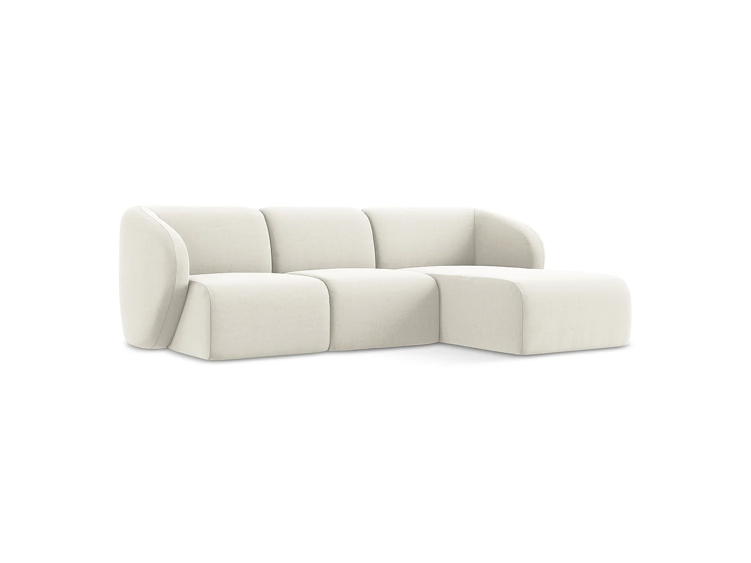 Modulaire hoekbank rechts van lichtbeige velours - CERVO