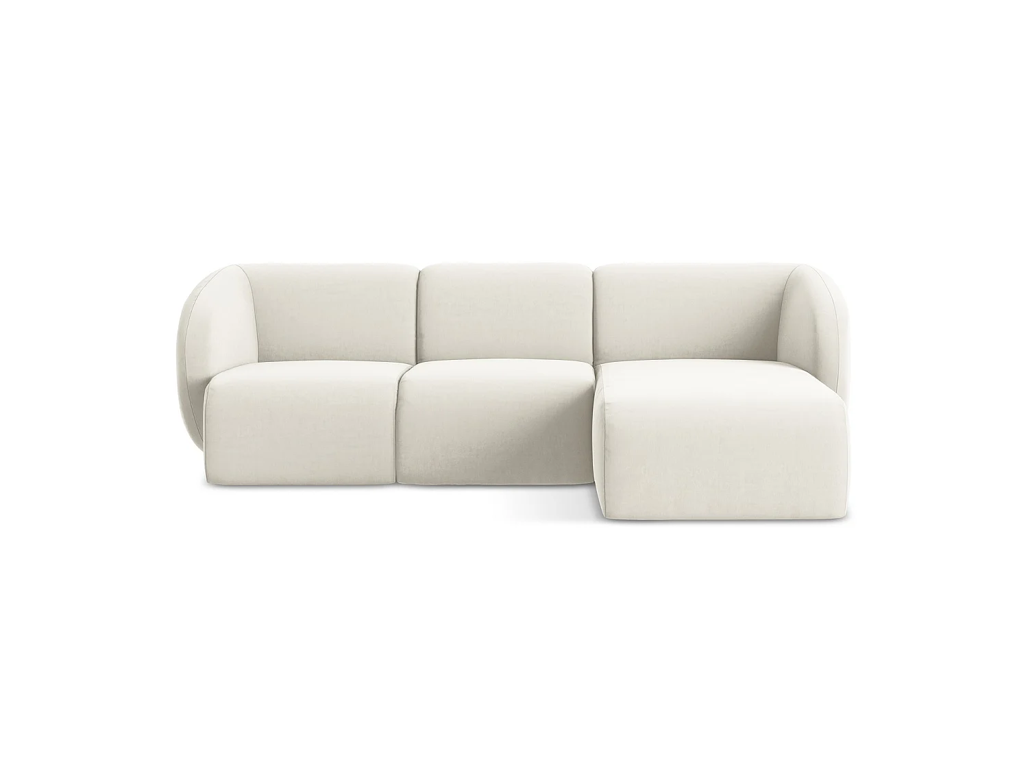Modulaire hoekbank rechts van lichtbeige velours - CERVO