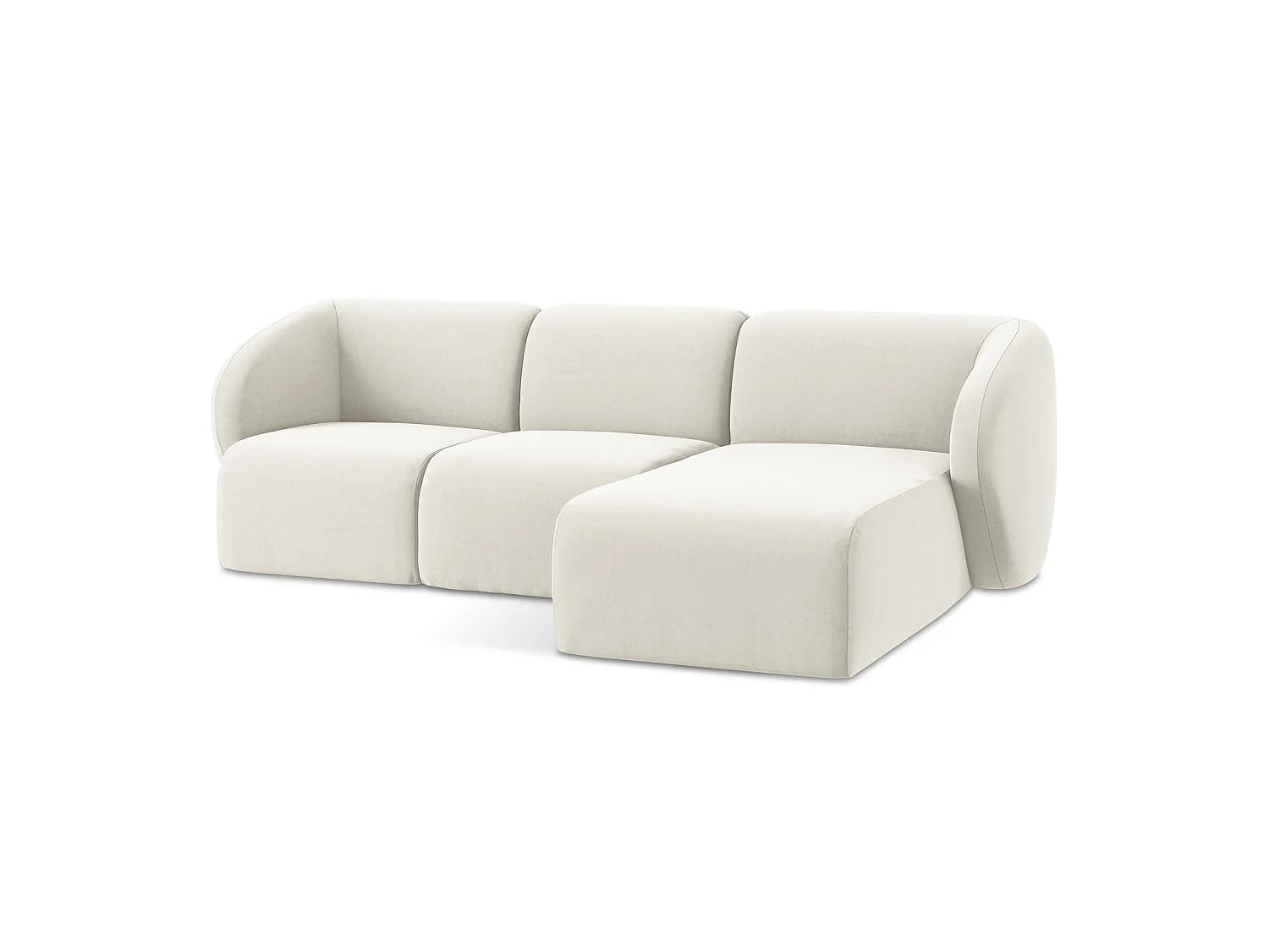 Modulaire hoekbank rechts van lichtbeige velours - CERVO