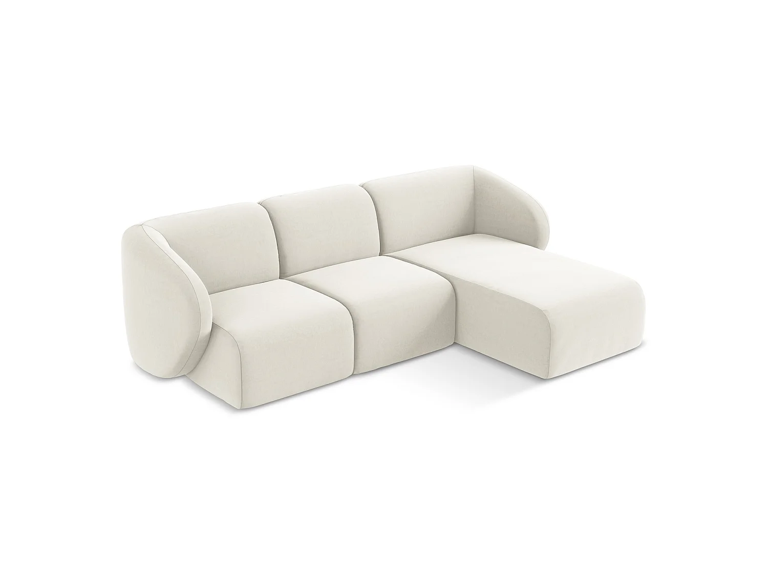 Modulaire hoekbank rechts van lichtbeige velours - CERVO