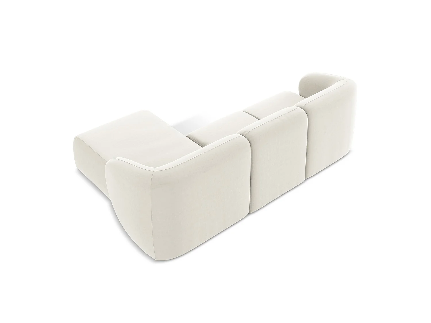 Modulaire hoekbank rechts van lichtbeige velours - CERVO