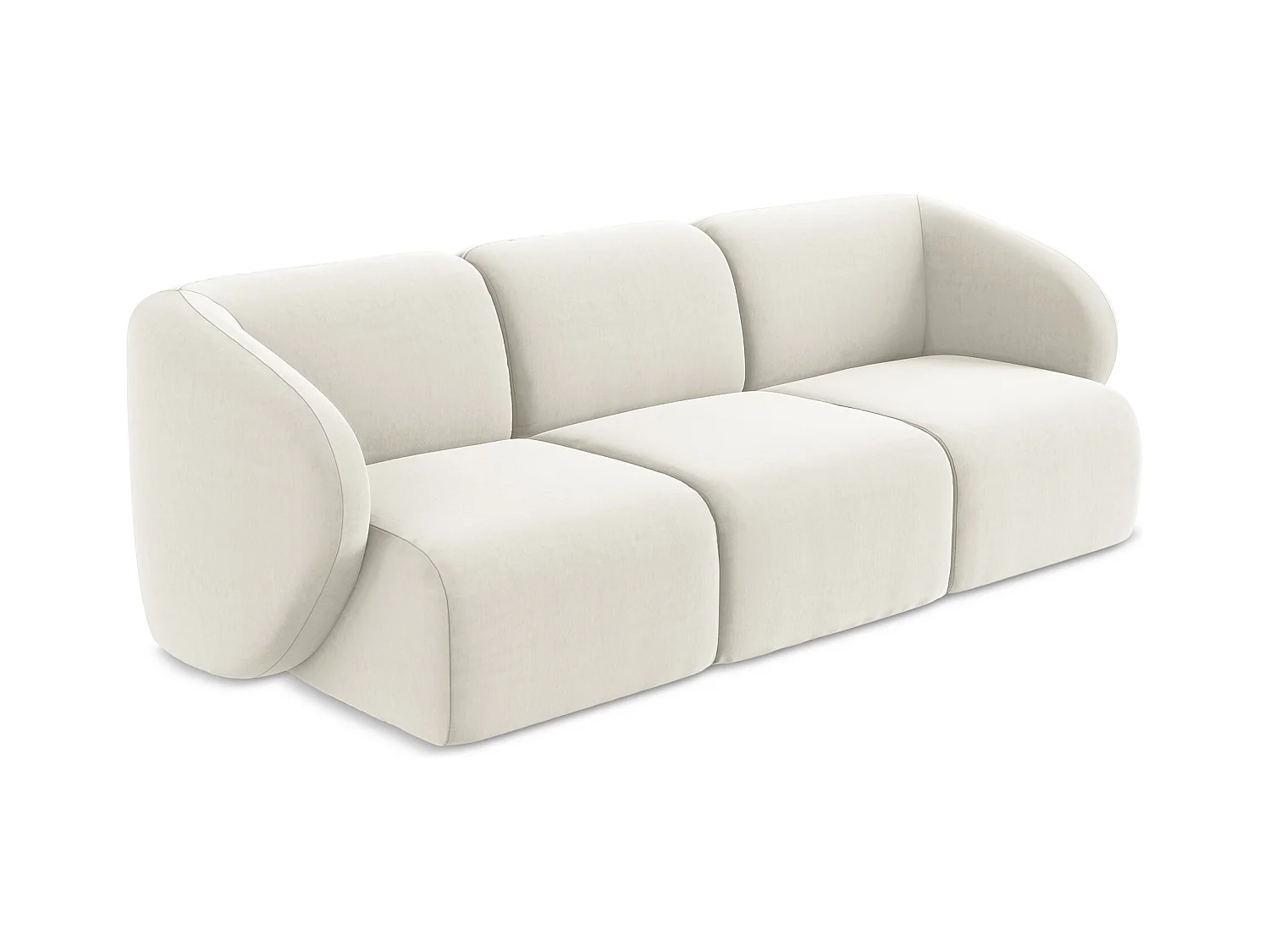 Modulares 3-Sitzer Sofa - - Samt - Hell beige - LANI