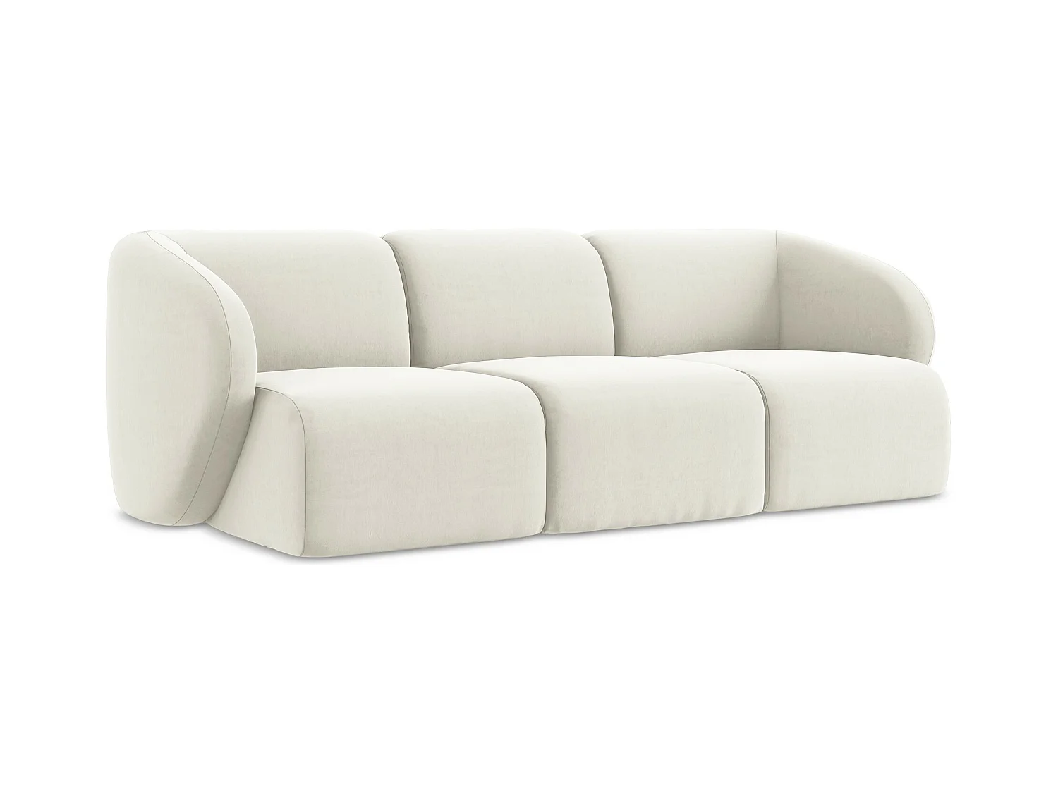 Modulares 3-Sitzer Sofa - - Samt - Hell beige - LANI