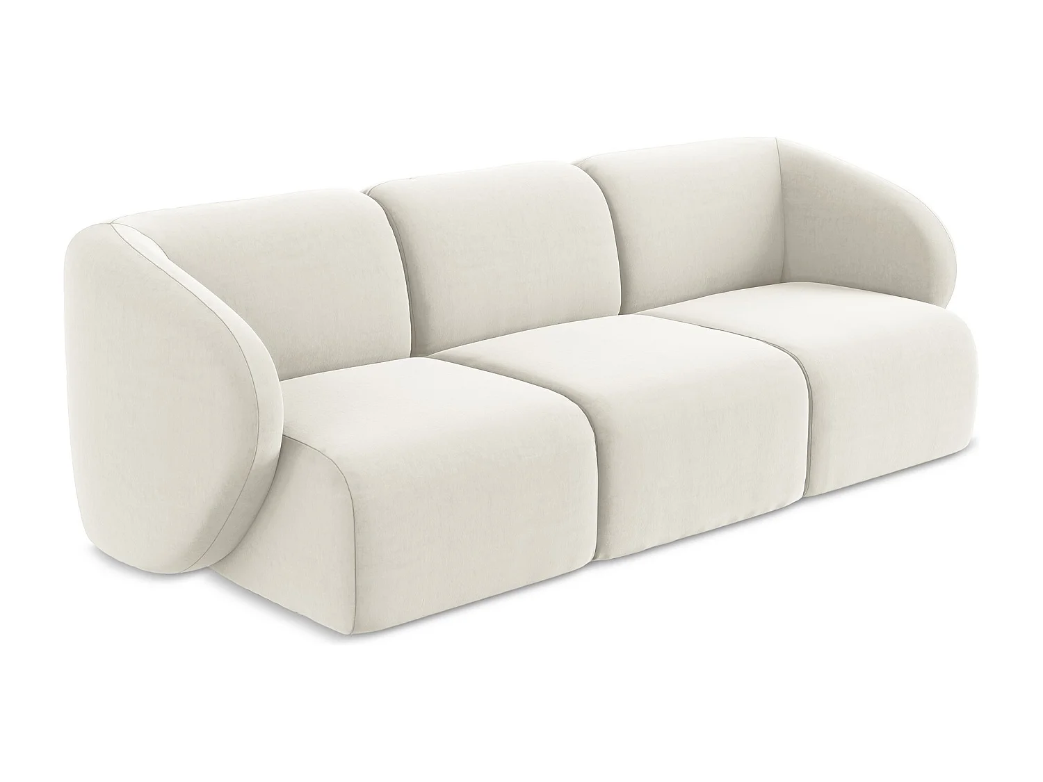 Canapé modulable 3 places en velours - beige clair - LANI