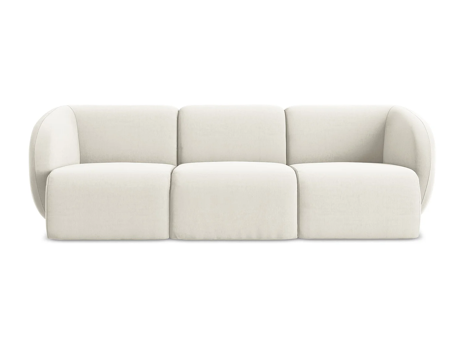 Modulares 3-Sitzer Sofa - - Samt - Hell beige - LANI