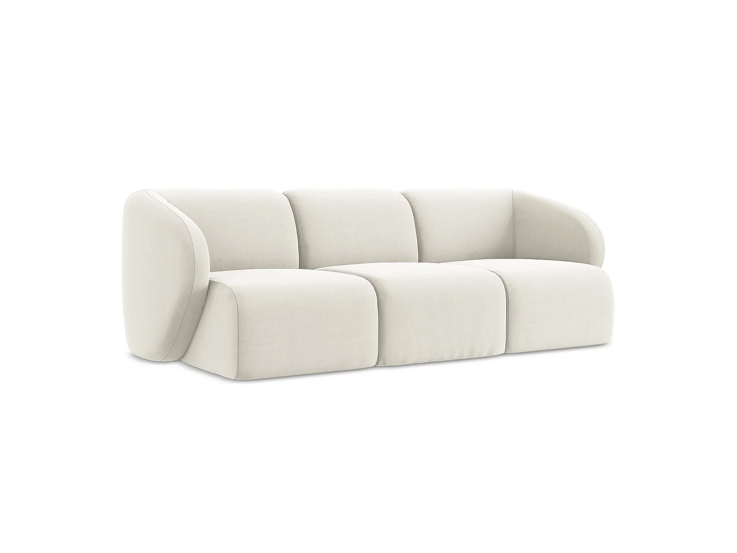 Modulares 3-Sitzer Sofa - - Samt - Hell beige - CERVO