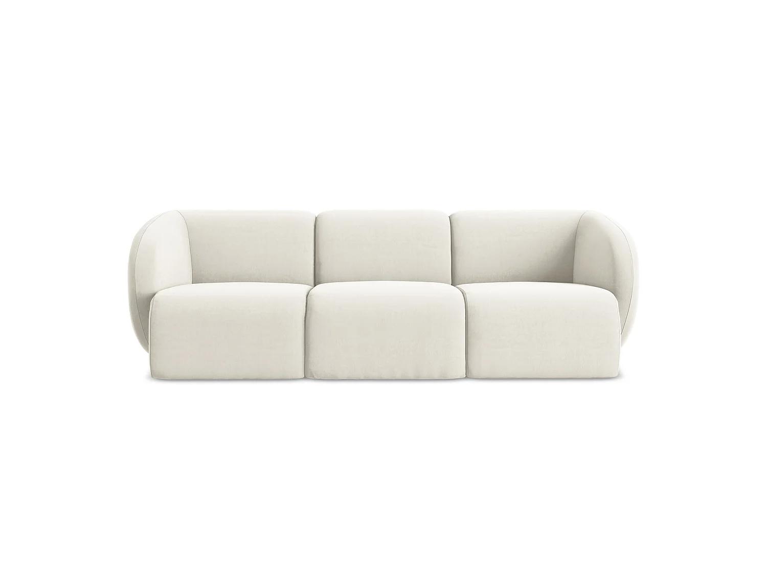 Modulares 3-Sitzer Sofa - - Samt - Hell beige - CERVO