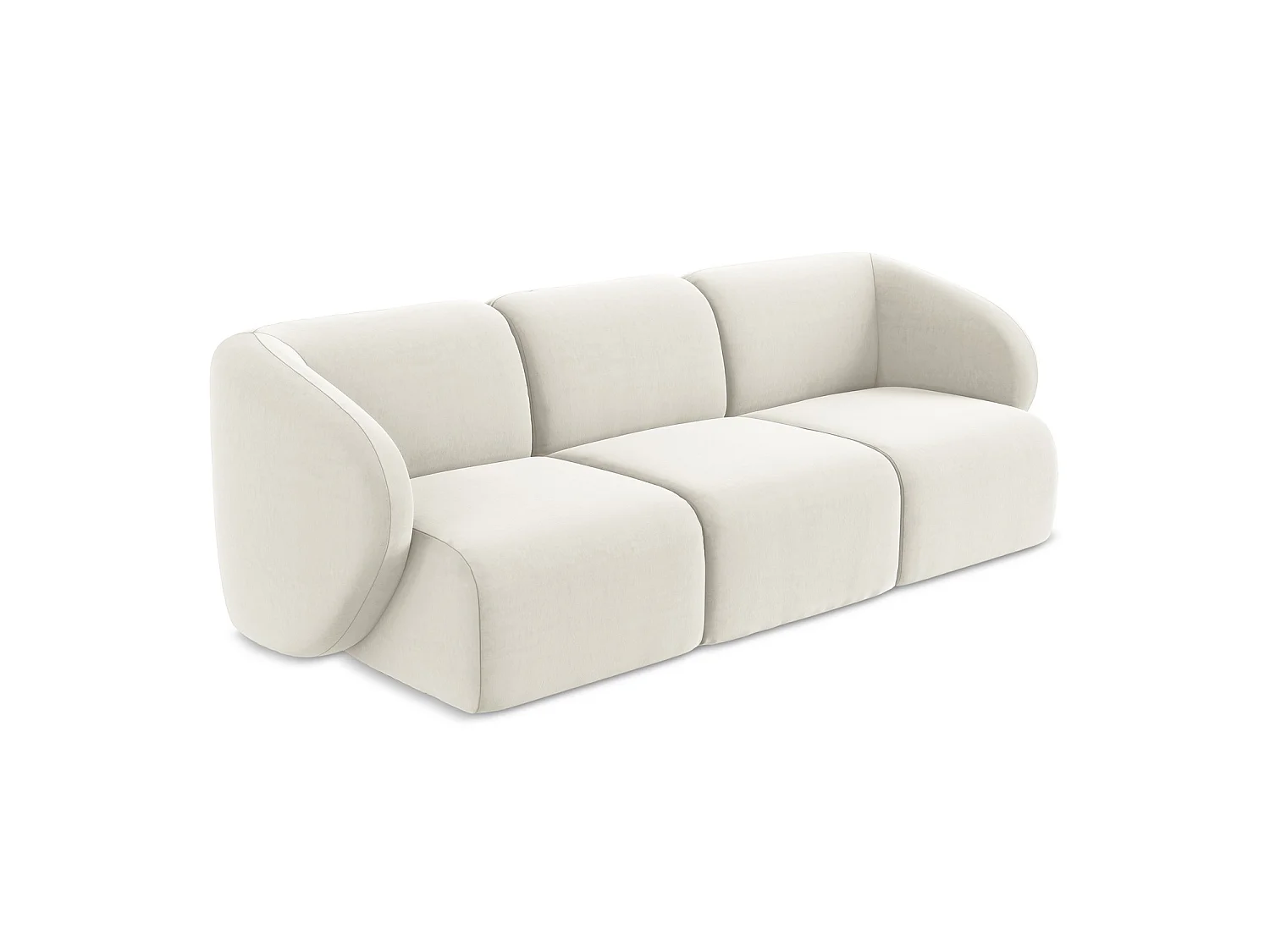 Modulares 3-Sitzer Sofa - - Samt - Hell beige - CERVO