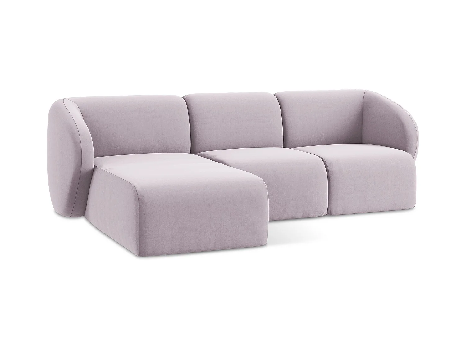 3-Sitzer Modulares Ecksofa - Ecke Links - Samt - Lavendel - LANI