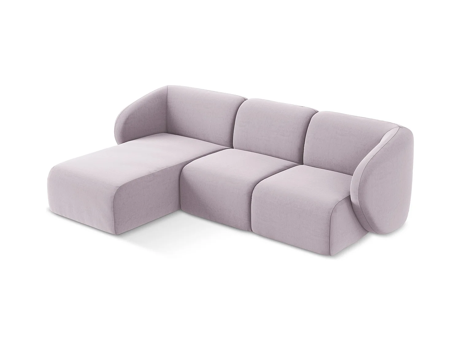 3-Sitzer Modulares Ecksofa - Ecke Links - Samt - Lavendel - LANI