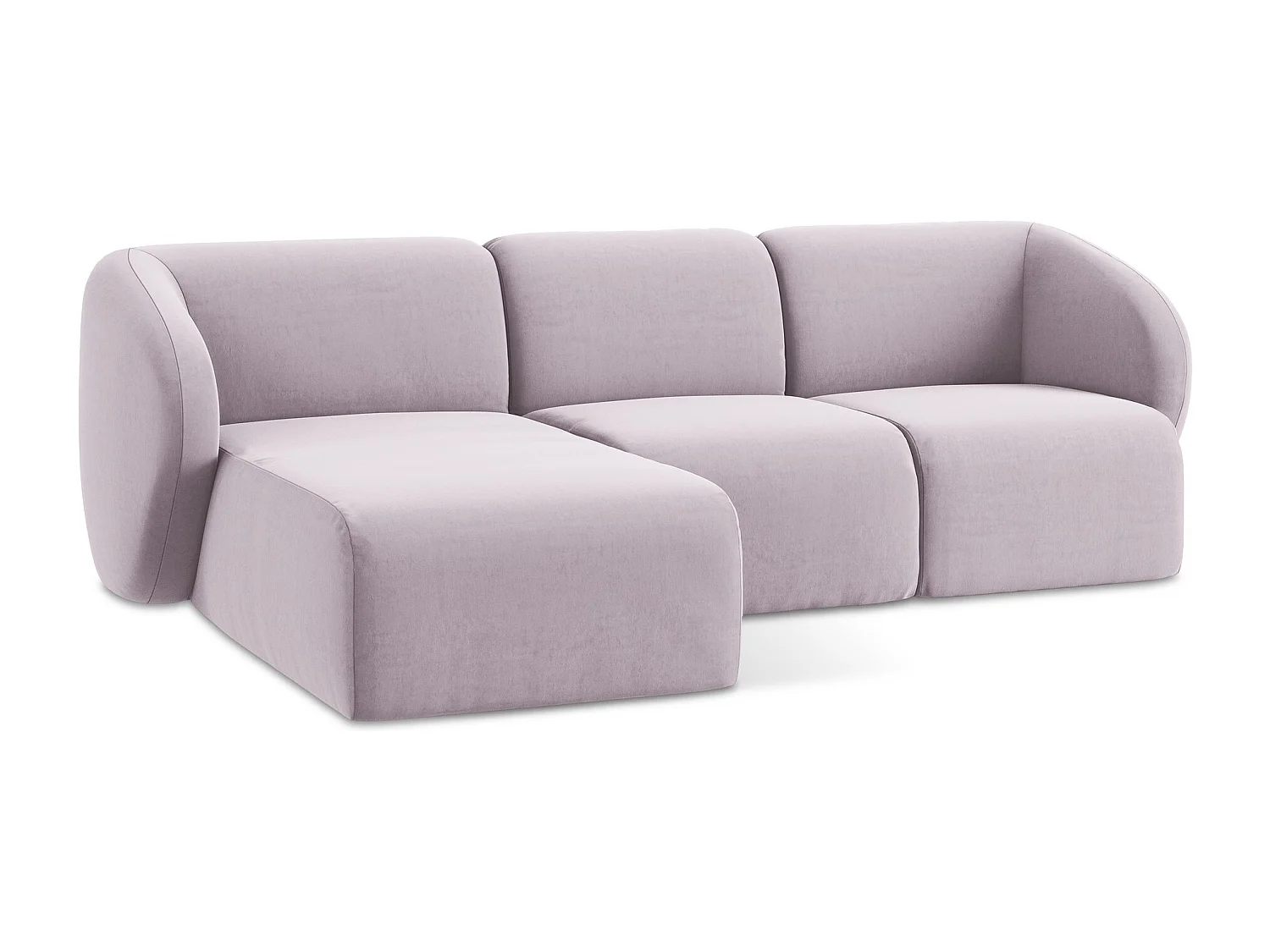 Modulaire hoekbank links van lavendel velours - LANI