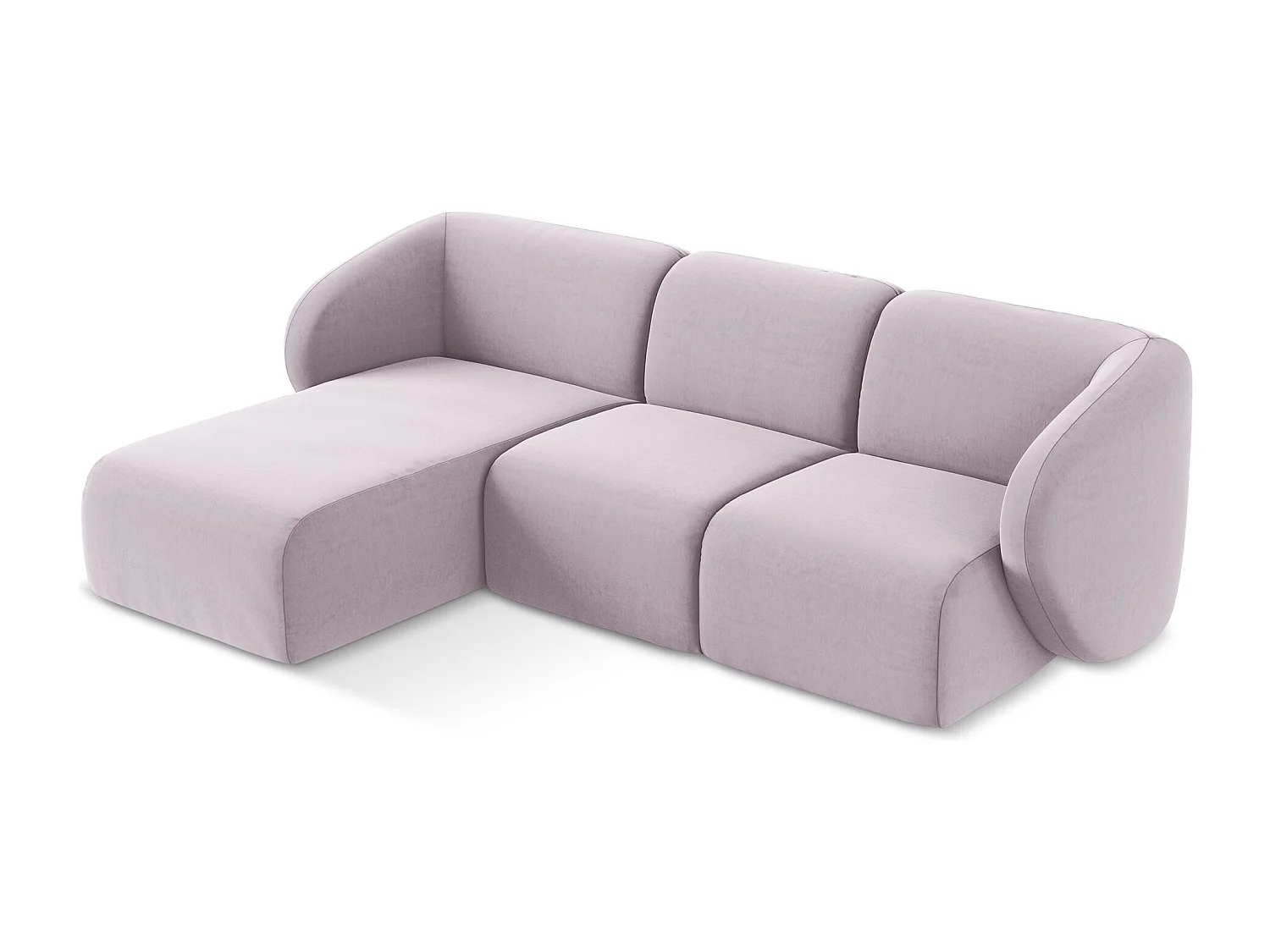 Modulaire hoekbank links van lavendel velours - LANI