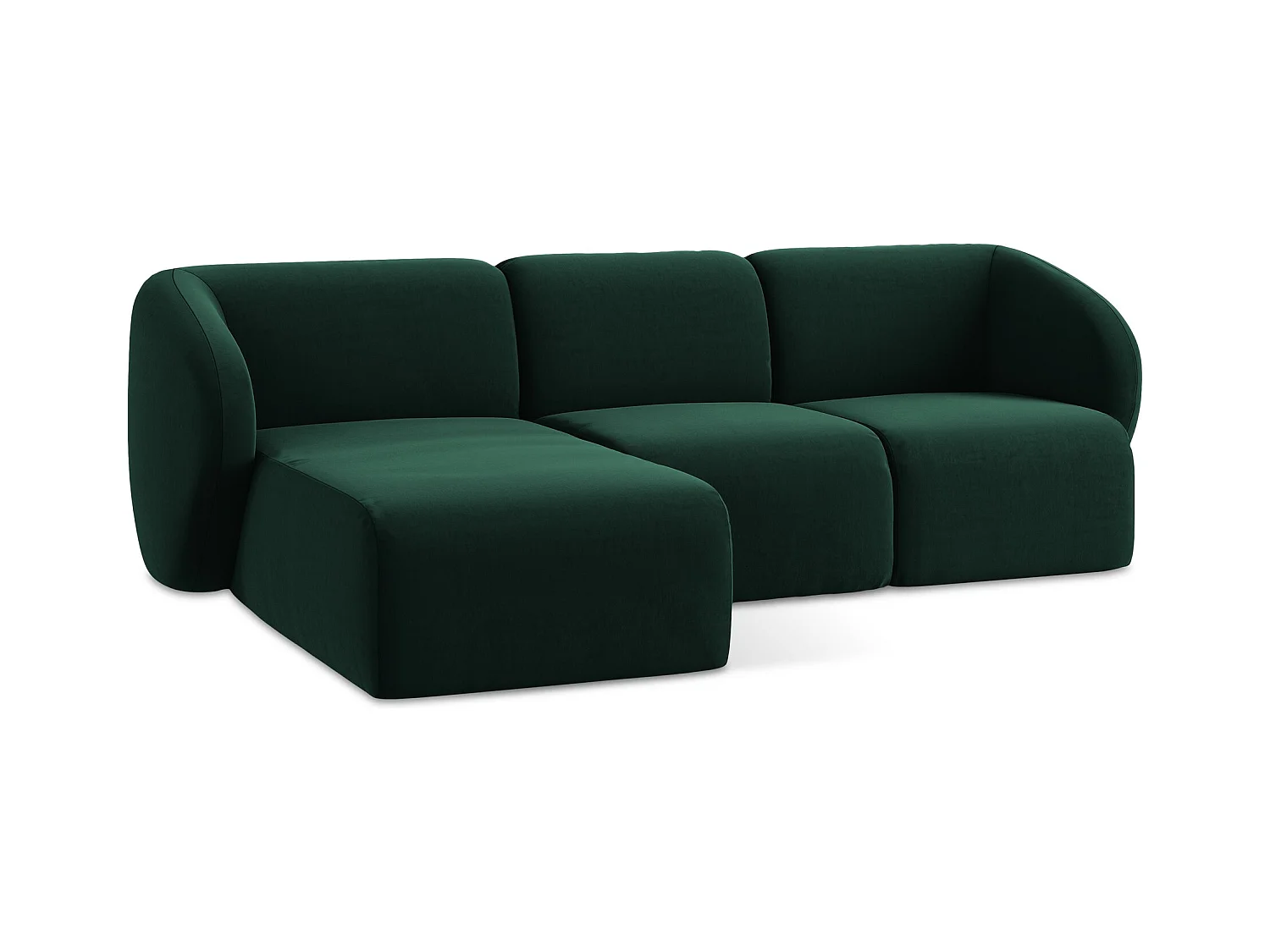 Modulaire hoekbank links van flessengroen velours - LANI