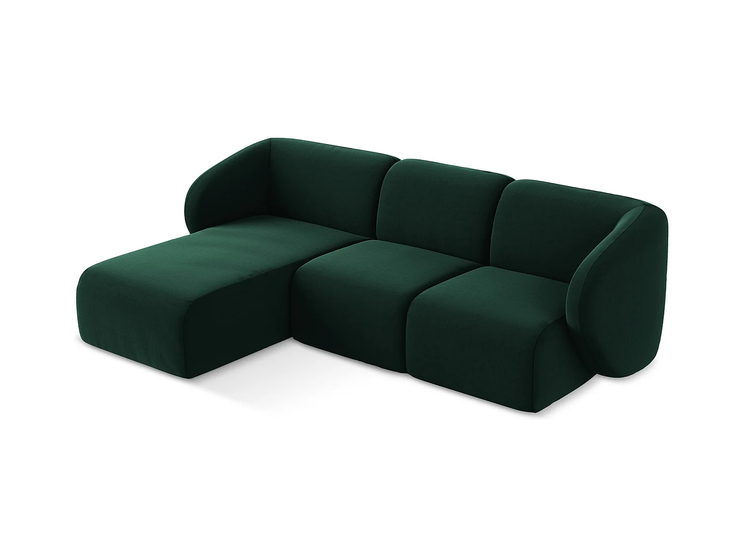 Modulaire hoekbank links van flessengroen velours - LANI