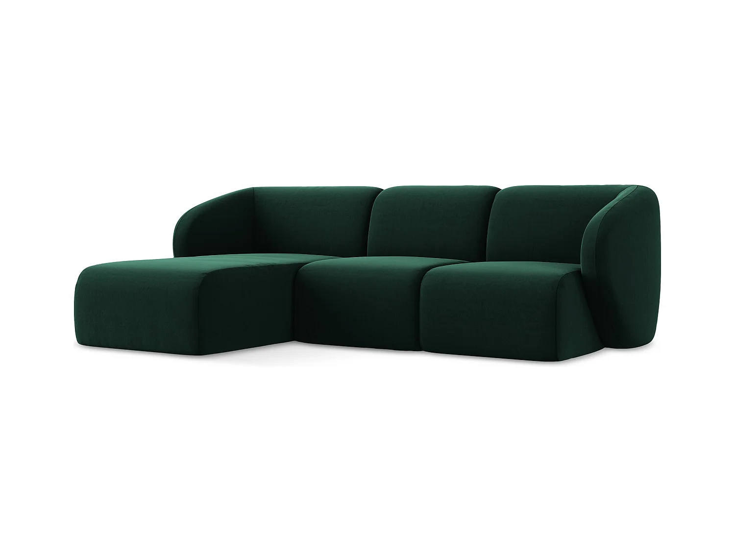 3-Sitzer Modulares Ecksofa - Ecke Links - Samt - Flaschengrün - LANI