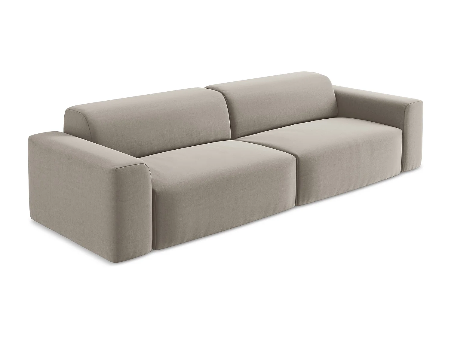 Canapé modulable 4 places en velours - taupe - KELI