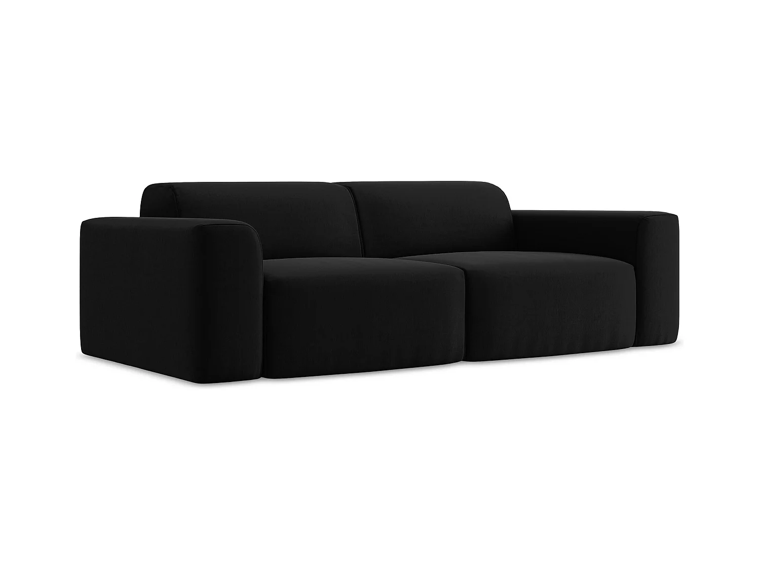 Modulares 3-Sitzer Sofa - - Samt - Schwarz - KELI